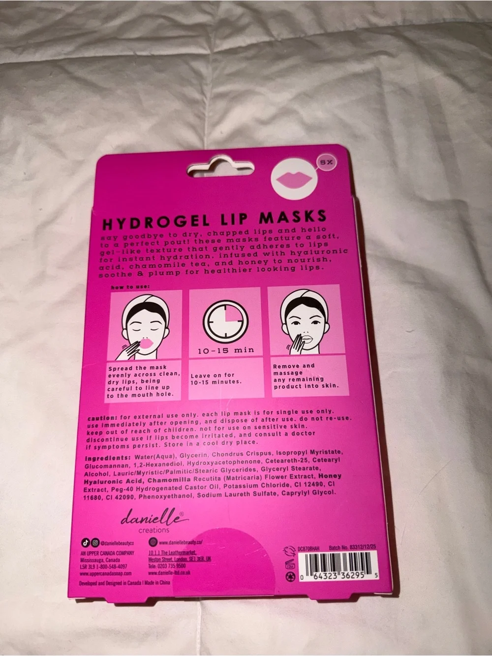 Danielle Creations Pink Hydrogel Lip Masks – Hydrate & Nourish (5-Pack)